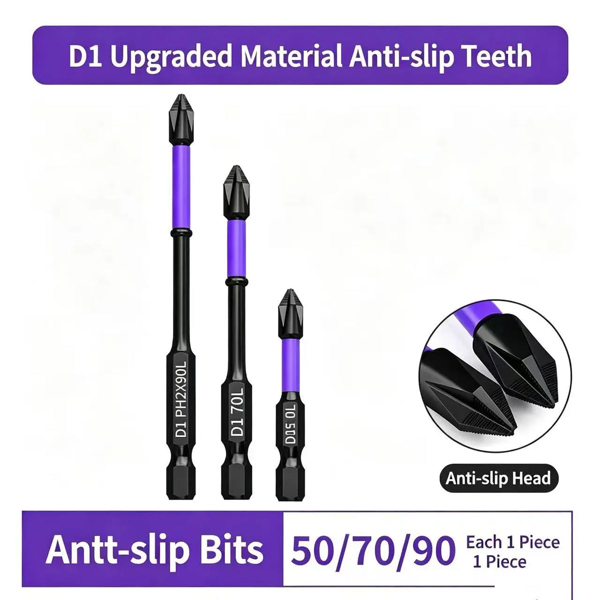 Anti-Slip and Shock-Proof Bits Screwdriver Bits,High Hardness Strong Magnetic 25/50/65/70/90/150mm PH2 Screwdriver Set