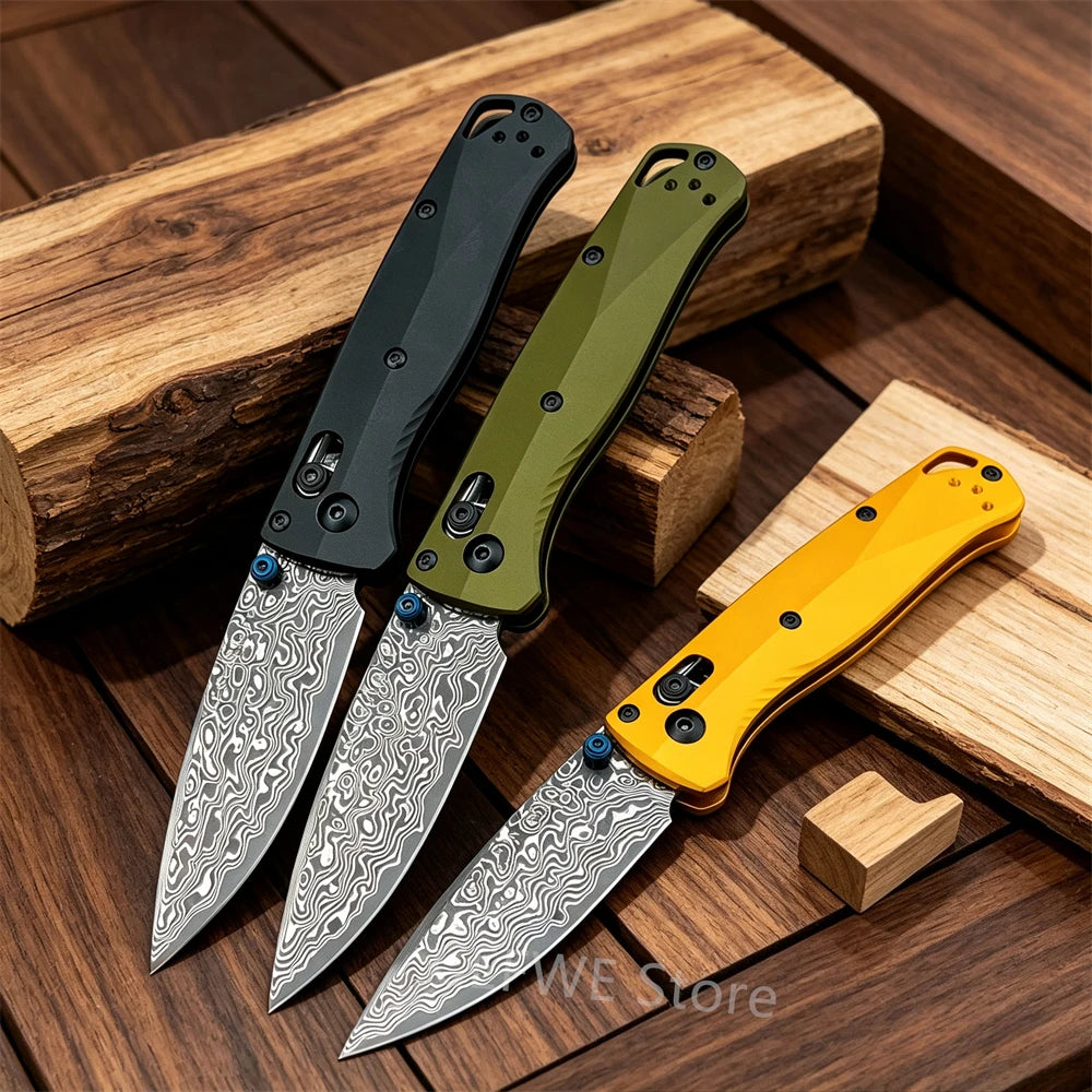 BM 533 Mini Bugout Axis Folding Knife, D2 Steel Blade Aluminum Handle Outdoor EDC Camping Hiking Fishing Cutting Tool Ideal Gift for Men