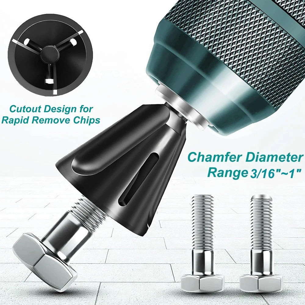 Deburring External Chamfer Tool Tungsten Carbide Blade Bolt Thread Repair Burr Removal for Metal Chamfer Bit With Hex Shank