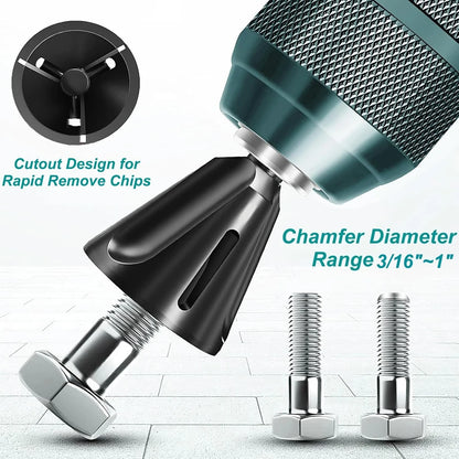 Deburring External Chamfer Tool Tungsten Carbide Blade Bolt Thread Repair Burr Removal for Metal Chamfer Bit With Hex Shank