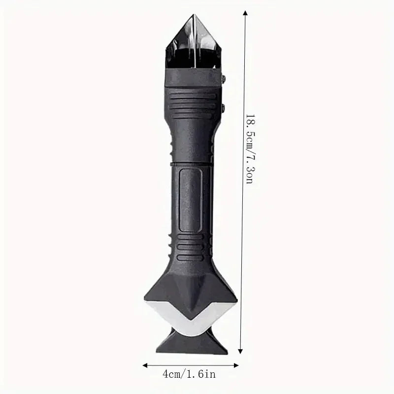 1 Set 3-in-1 Silicone Caulking Tool - Stainless Steel Head for Sealing, Cleaning & Scraping, Ergonomic Plastic Handle