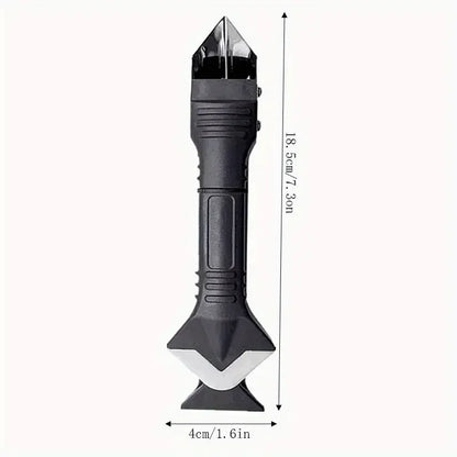 1 Set 3-in-1 Silicone Caulking Tool - Stainless Steel Head for Sealing, Cleaning & Scraping, Ergonomic Plastic Handle