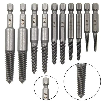 5/10pc Hex Shank Broken Head Screw Extractor Set - Electric Drill Tool Kit for Removing Stripped Screws Screwdriver Extractors