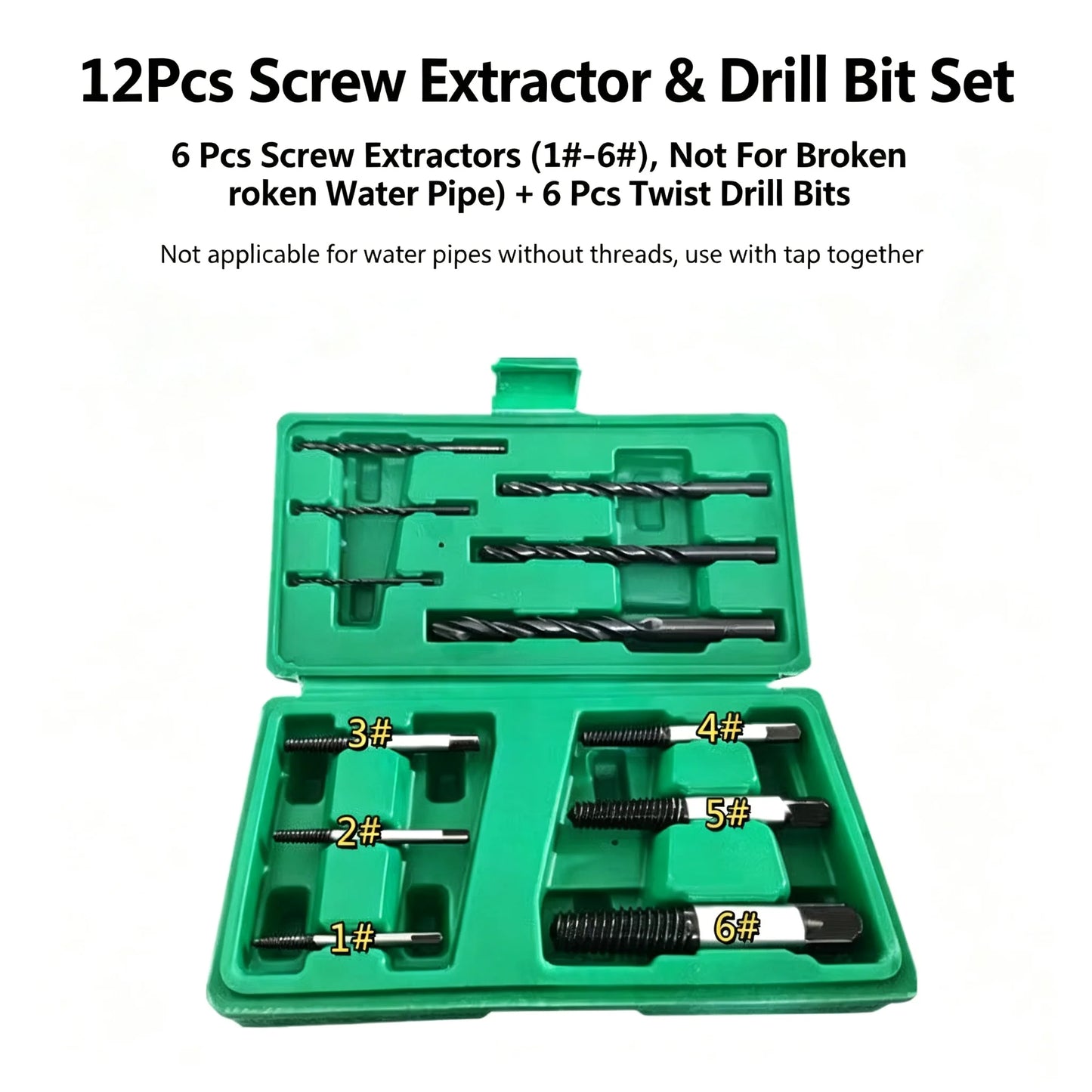 12Pcs Broken Screw Extractor Set With Twist Drill Bits Damaged Bolt Remover Tool Kit For Auto Repair Home DIY Hardware Tools Wit