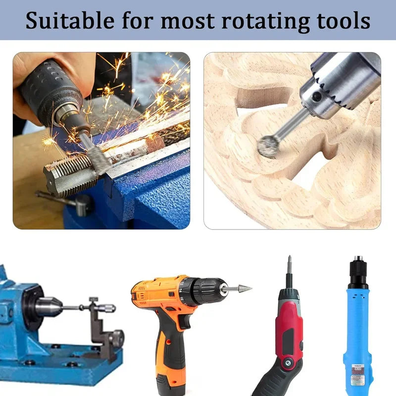 20pcs Diamond Grinding Heads Mini Bit For Rotary Drill Tool Burrs Grinding Accessories 3mm Shank Tools Kit Abrasive Tool
