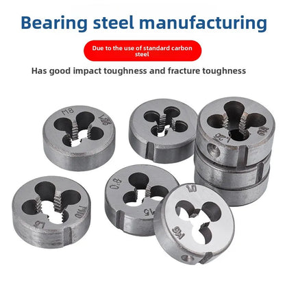 Manual Tap and Die Set with Drill Bits Reamers and Handle Tools for Thread Cutting DIY Hardware Kit Durable Steel