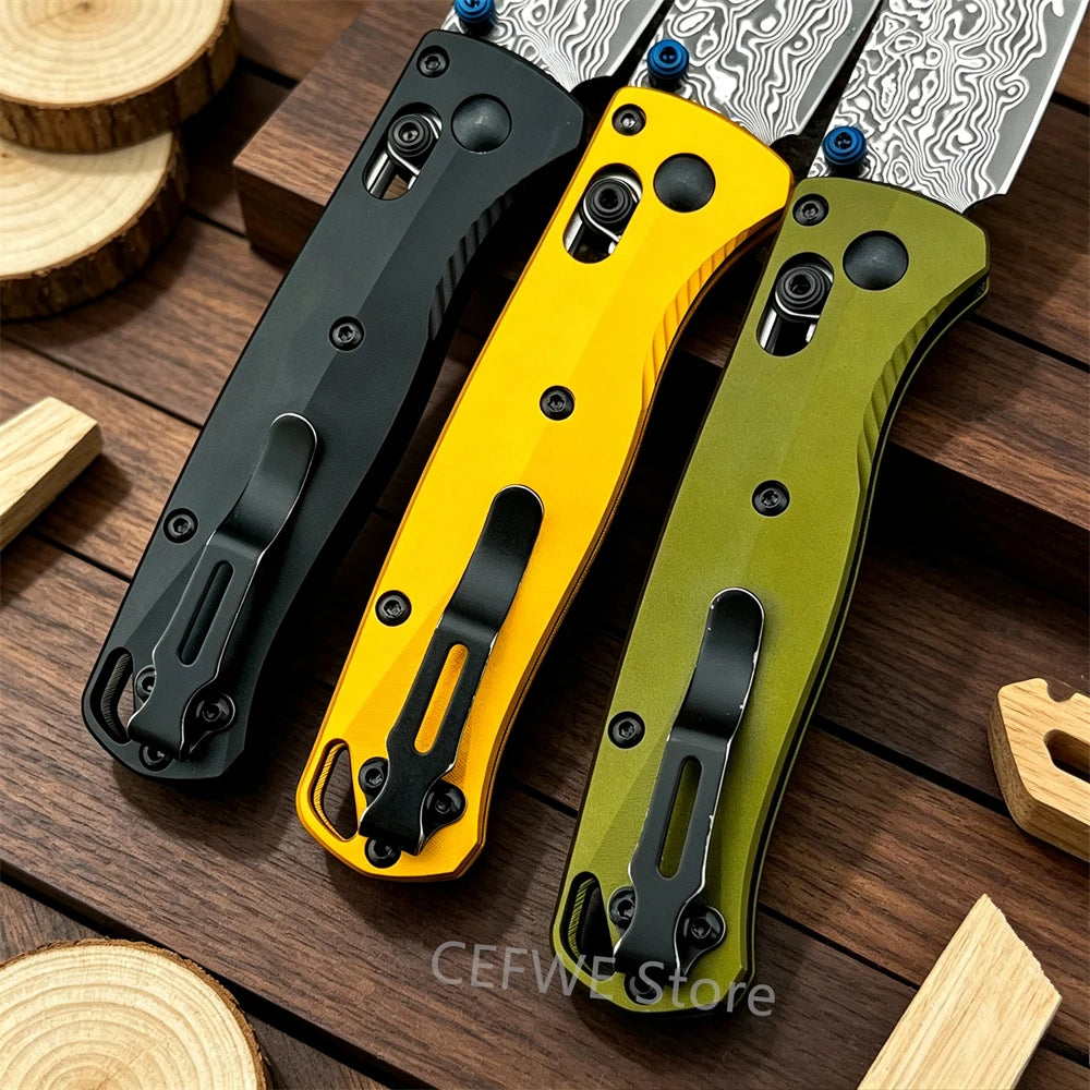 BM 533 Mini Bugout Axis Folding Knife, D2 Steel Blade Aluminum Handle Outdoor EDC Camping Hiking Fishing Cutting Tool Ideal Gift for Men