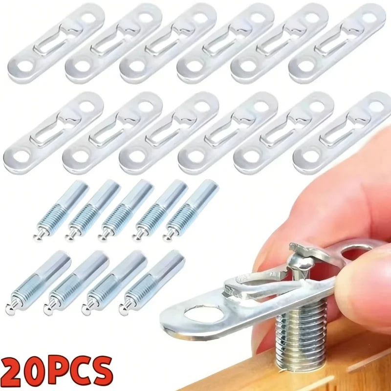 20pcs Concealed Installation Wardrobe Sliding Buckle Invisible Two in one Invisible Connectors Elastic Hardware Tool