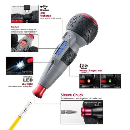 VESSEL Franchise Screwdriver Series NO.220USB-S1,NO.220USB-6C,NO.220USB-1C Electric Drive, Rechargeable Screwdriver