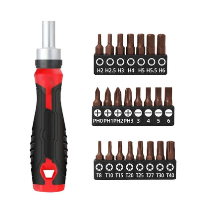 1/4 (6.35mm) Hi-Spec Ratchet Screwdriver Bit Set Multifunctional Magnetic Bit Driver Holder Handle Slotted Hex Torx Phillips Bit