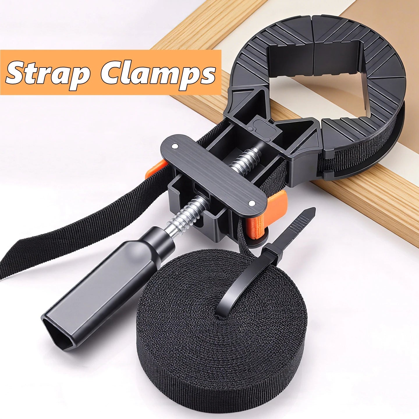 4M/6M 90 Degrees Right Angle Frame Clips Adjustable Corner Clamp Band Strap 4 Jaws Picture Frame Holder Woodworking Tools