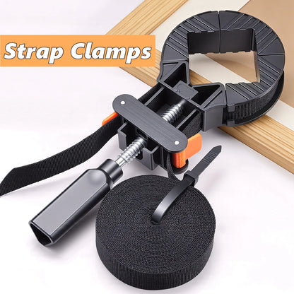 4M/6M 90 Degrees Right Angle Frame Clips Adjustable Corner Clamp Band Strap 4 Jaws Picture Frame Holder Woodworking Tools