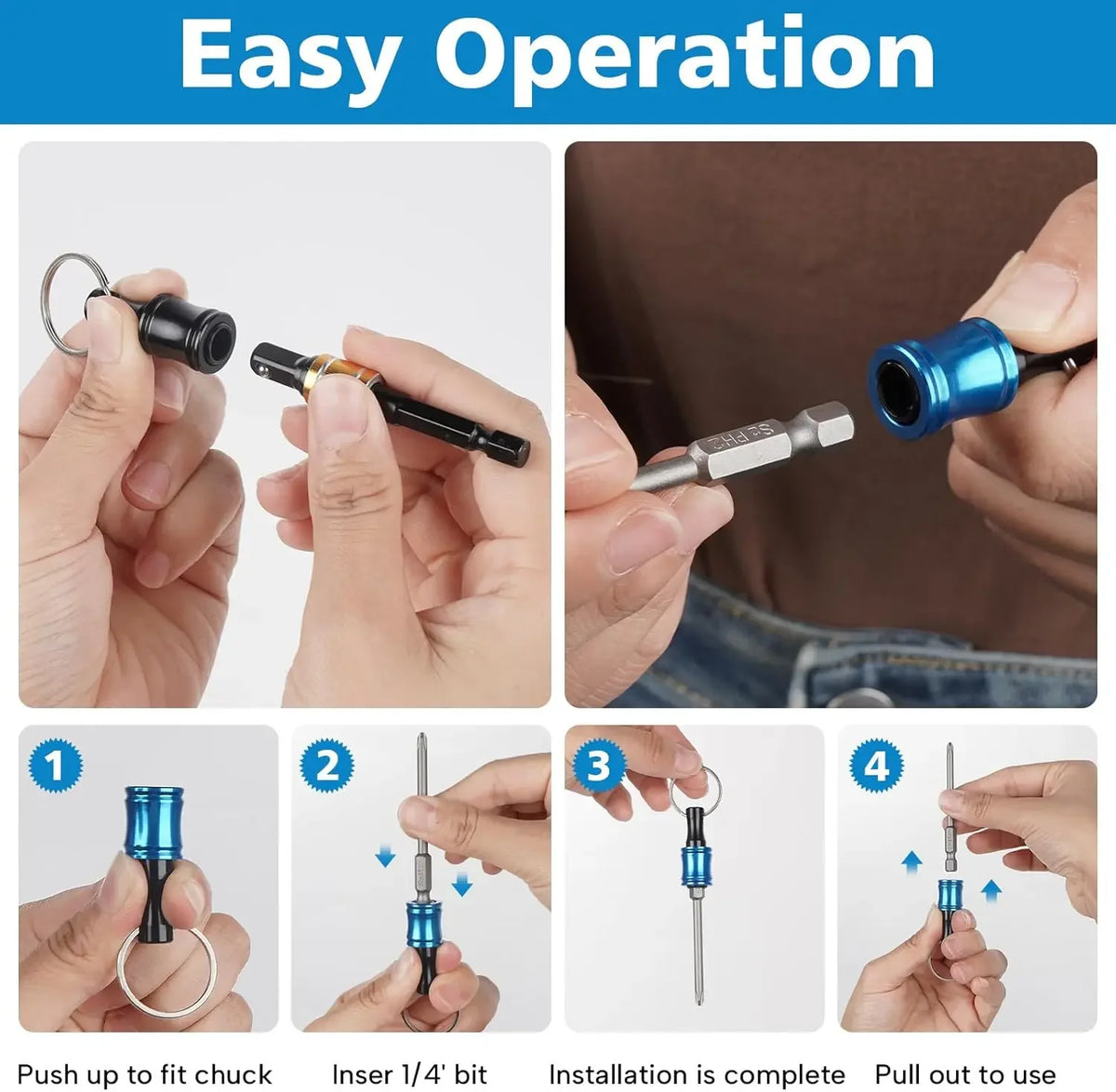 12PCS Bit Holders 1/4 Socket,Screwdriver Bit Holder for Impact Driver Drill Bit Keychain Extension Bar Quick Release Easy Change