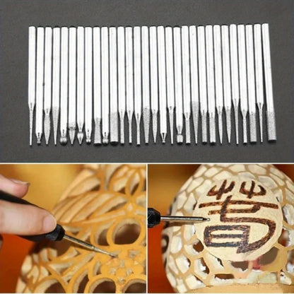 30pcs Diamond Drill Bits Set Stone Carving Rotary Tool Bits for Glass Ceramic Jewelry