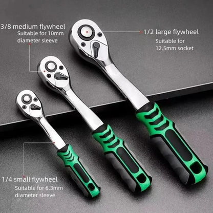 72/24 Tooth Quick Ratchet Wrench 1/2 1/4 3/8 3 Size Flying Wrenches Two-way Socket Wrench Repair Tools for Vehicle Bicycle