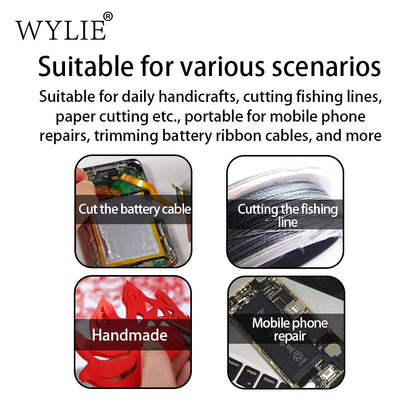 WYLIE Ceramic Scissors High Hardness Anti-Static Short-Circuit Proof Anti-Magnetic for Phone Repair Cutting Flex Cables Tool