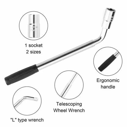 New Extendable Wheel Brace Wrench Telescopic with Socket Tyre Nut Set 17mm 19mm 21mm 23mm For Car Repairs Tools Kit
