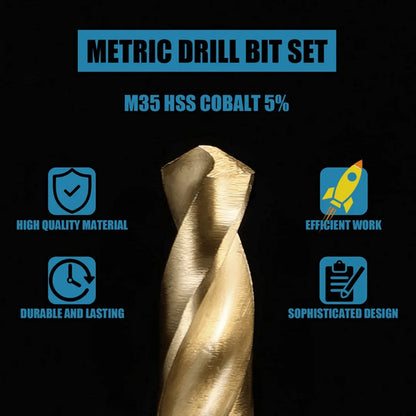 Metric M42 5% Cobalt Twist Drill Bits for Stainless Steel and Hard Metal(1.5mm-6.5mm/13pcs)