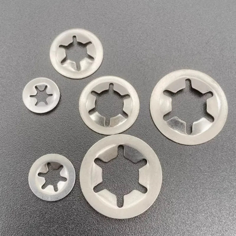 Bulk Pack 20/100pcs Stainless Steel Star Lock Plum Bearing Retaining Rings M3-M12 Sizes Flower Washer Clips for Hardware & Tools