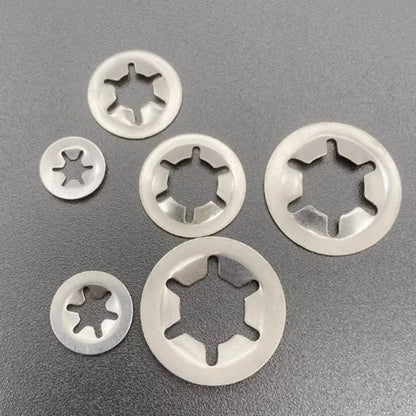 Bulk Pack 20/100pcs Stainless Steel Star Lock Plum Bearing Retaining Rings M3-M12 Sizes Flower Washer Clips for Hardware & Tools