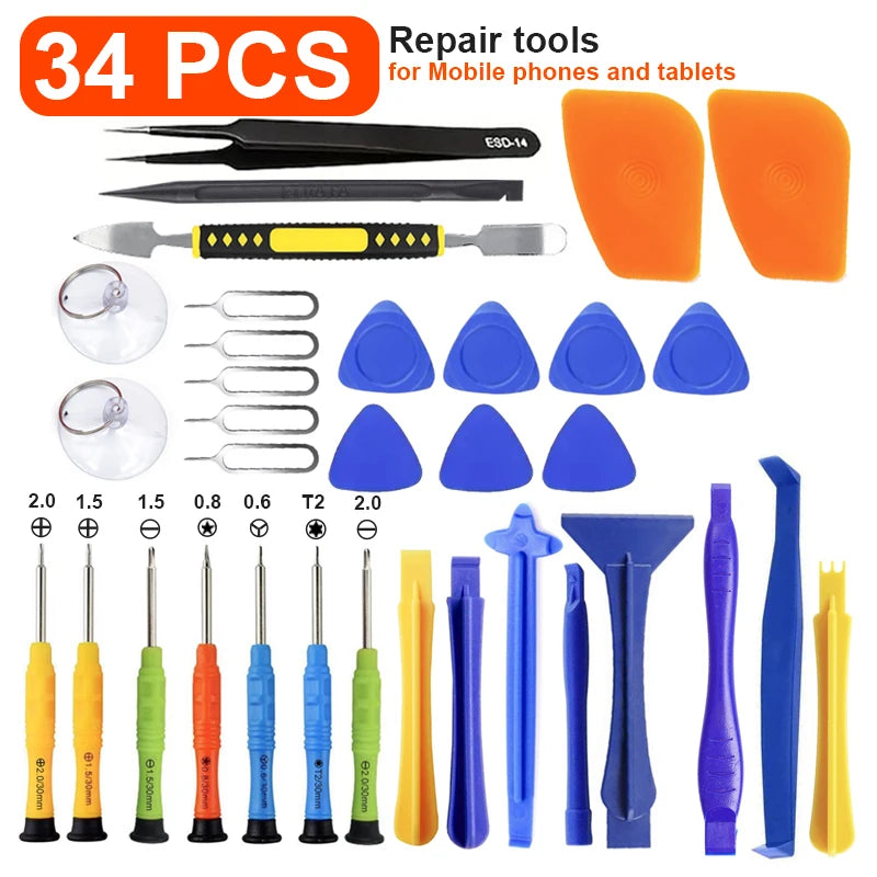 20/34/46PCS Multi-functional Repair and Disassembly Tool Kit, Including Pry Bars Screwdriver, For Mobile Phone and tablet repair