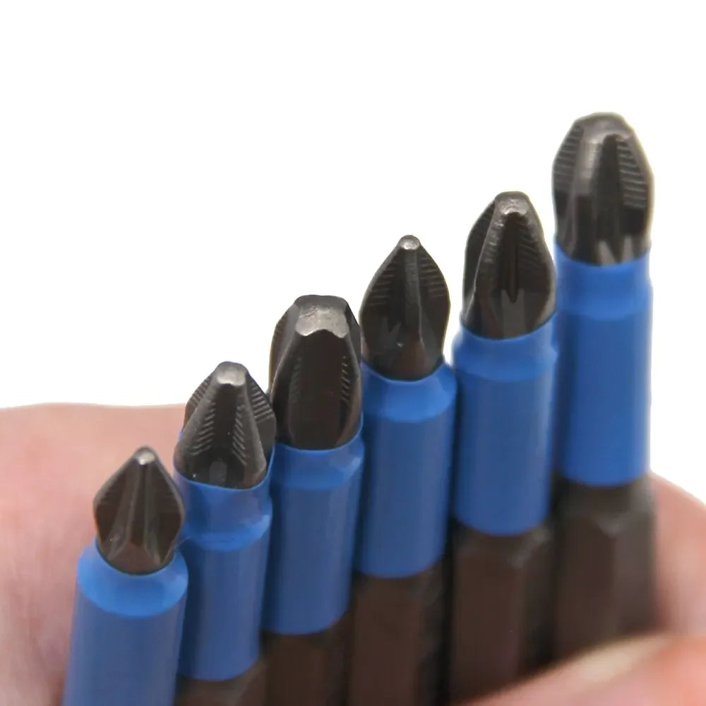 6Pcs Hex Shank Screwdriver Bit Set PH1 PH2 PH3 PZ1 PZ2 PZ3 S2 Steel Anti Skid Cross Head for Woodworking Repair