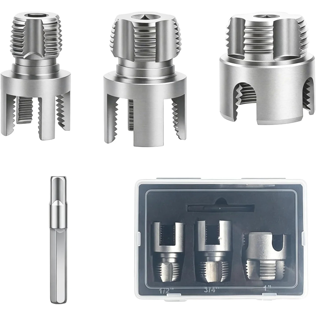 Integrated Internal & External Pipe Threading Tool, PVC Pipe Threader Set 1/2" 3/4" 1'', Pipe Thread Cutting Tool, Thread Maker