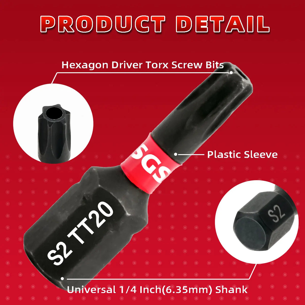 10 Pieces of Impact-Resistant S2 Steel Safety Torx Bits 25mm, Strong Magnetic, Non-Slip, High Hardness, Wear-Resistant, with Black Base, Screwdriver Bit Set