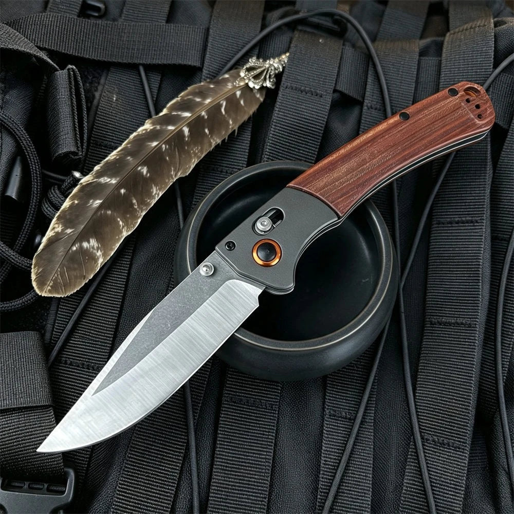 Damascus Blade 15080 BM Axis Folding Pocket Knife G10 Wooden Handle Compact Outdoor Camping Lightweight Easy To Use Hand Gitfs