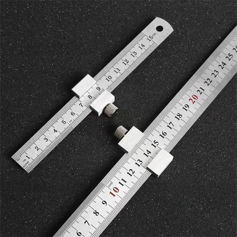 New Protable Accurate Positioning Woodworking Tools Carpentry Steel Ruler Positioning Limit Block Measuring Marking Gauge