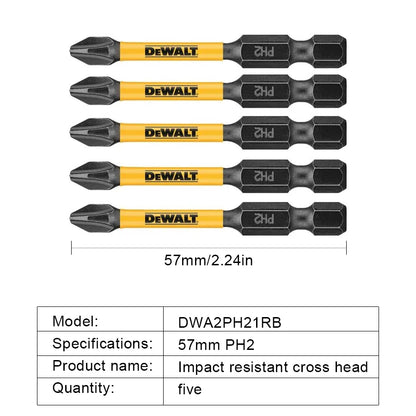 DEWALT 2/5/10PCS PH2 57mm Impact Screwdriver Bits Phillips Bit Electric Screwdriver Drill Bits Power Tool Accessories DWA2PH21RB