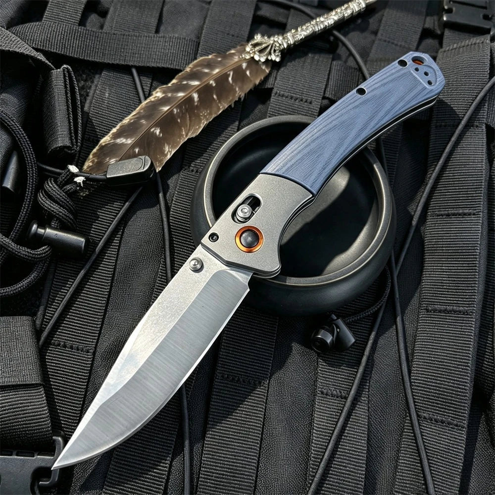 Damascus Blade 15080 BM Axis Folding Pocket Knife G10 Wooden Handle Compact Outdoor Camping Lightweight Easy To Use Hand Gitfs