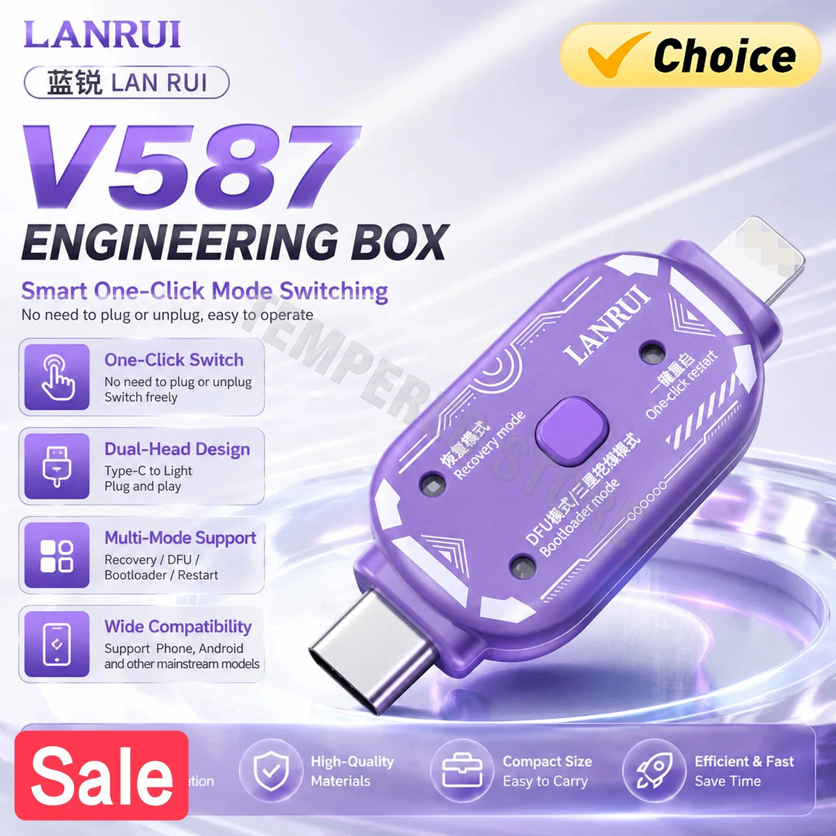 Lanrui V587 Dual-port Engineering Box One Key Enter DFU Bootloader Recovery Mode for IOS Android Phone Reflash Flashing Tools