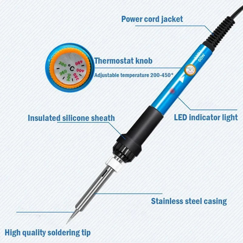 Adjustable Temperature Electric Soldering Iron 60W Electric Soldering Iron Welding Solder Repair Tool (Note Your Local voltage)