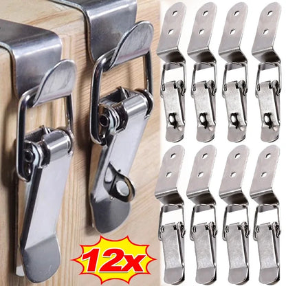 90 Degree Duck Mouth Hasp Lock Silver Metal Spring Hook for Wood Box