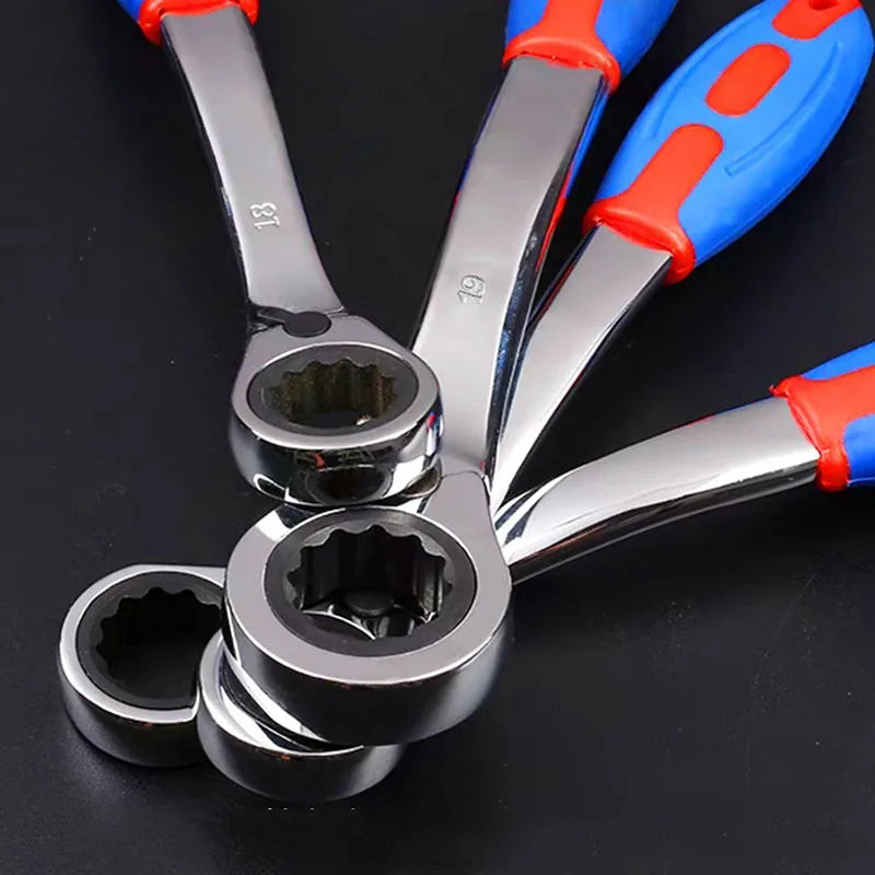 72 Tooth Plastic Handle Dual-Purpose Ratchet Wrench Household Hardware Tools Ratchet Wrench for Car Reapair Mechanical Spanner