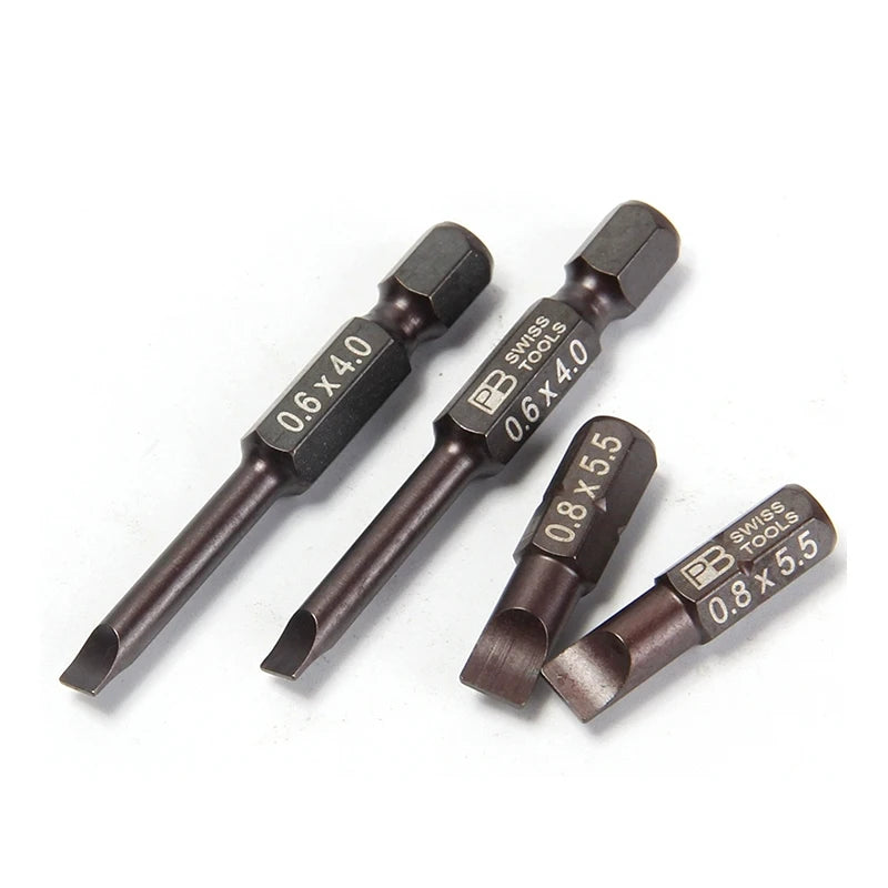 PB Swiss Tools 1/4 Inch Nano-Coated Precision Screwdriver Bit Set for Slotted Screws Cordless Electric Screwdriver Accessories