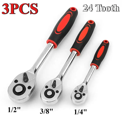 72/24 Tooth Quick Ratchet Wrench 1/2 1/4 3/8 3 Size Flying Wrenches Two-way Socket Wrench Repair Tools for Vehicle Bicycle