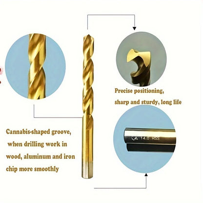100pcs Titanium Coated HSS Drill Bit Set | Straight Shank | For DIY/Wood/Plastic/Metal | Home Improvement Tools
