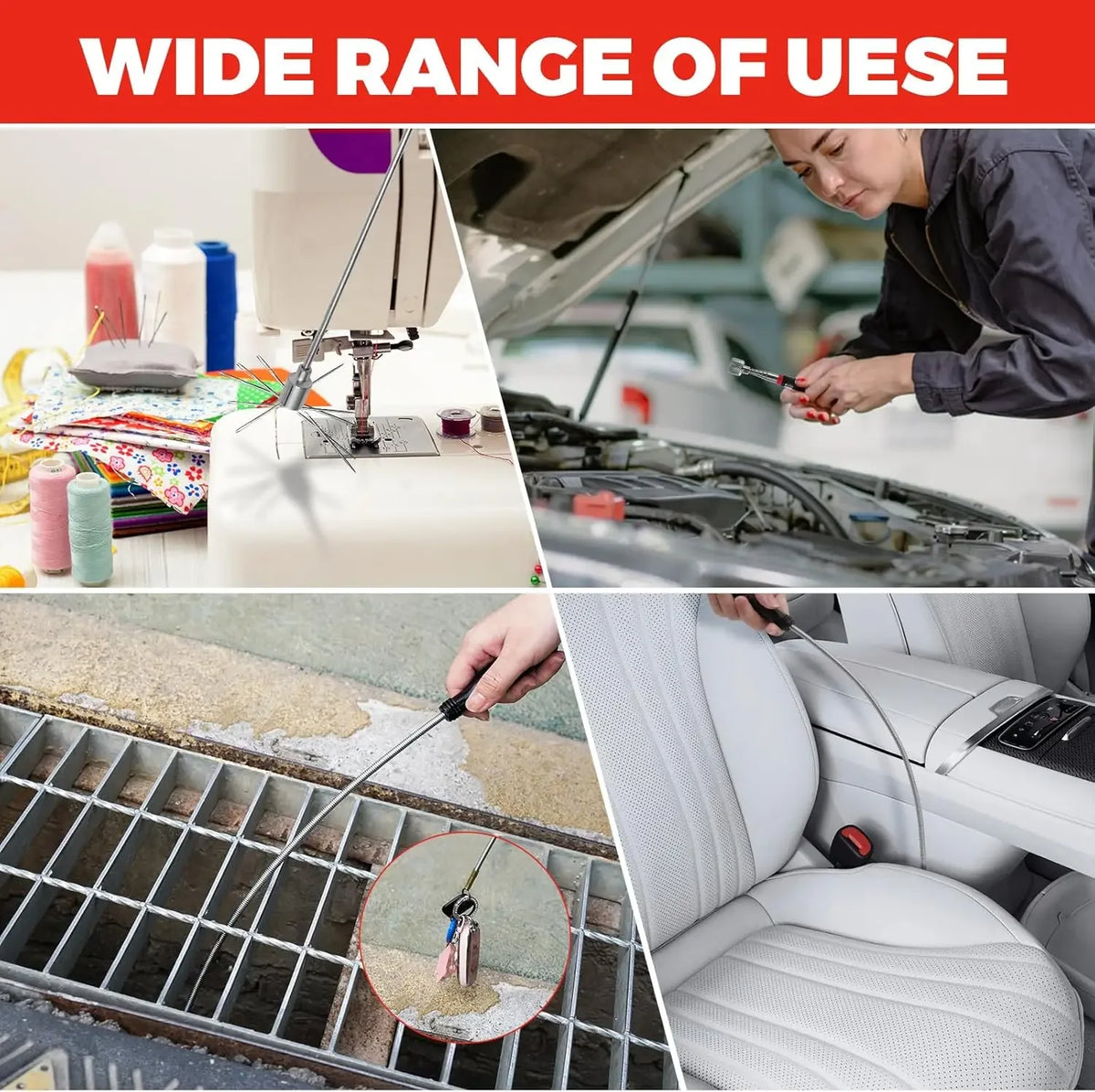 Bendable Magnetic Pickup Tool Non-Slip Handle Flexible Magnet for Picking Up Screws and Nuts Ideal for Garage and Car Repair