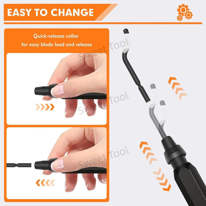 Deburring Tool Metal Handle with 1/10/11 Swivel Blades Burr Removal Reamer Tool for Plastic Metal Copper PVC Resin 3D Printing
