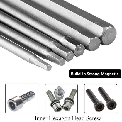 1/4" 100mm Hex Shank Head 8Pcs SAE Metric Allen Wrench Screwdriver Socket Bit Metric Magnetic Screwdriver Bits Set