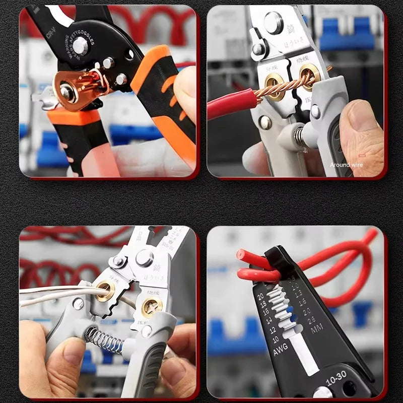Multi-Functional Electrician Wire Stripper & Crimper Tool Wire Stripping Cutting Pliers For Peeling & Network Cabling