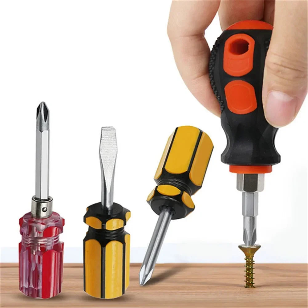 Useful Phillips/Slotted/Dual-purpose Without/with Magnetic Screwdriver Portable Mini Short Handle Hand Tool Fit Dismantle/Repair