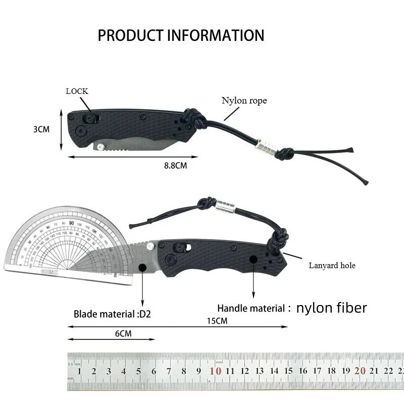 BM 290 Multi-color Pocket Folding Knife D2 Steel Blade Outdoor Portable Camping EDC Equipment Multi-function Carving Knife
