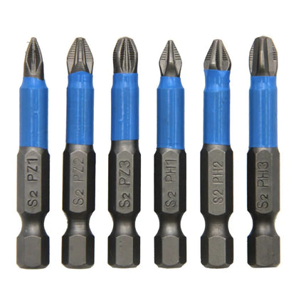 6pc Hexagonal Handle Anti Skid Electric Screwdriver Woodworking Cross Screwdriver Tool Set PH1 PH2 PH3 PZ1 PZ2 PZ3