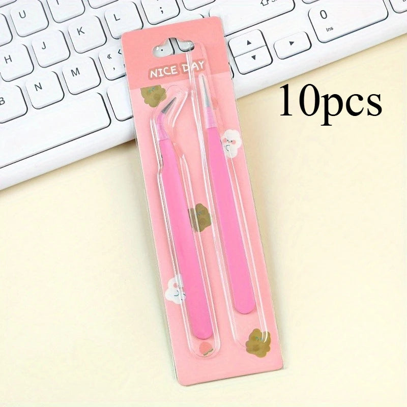 6pcs Tweezers Set - Angle and Straight Hand Tools for DIY Scrapbooking, Jewelry Making, Beading Work - Scrapbooking Supplies