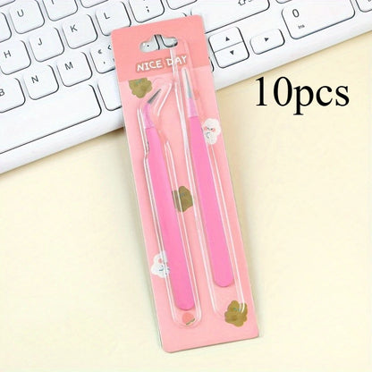 6pcs Tweezers Set - Angle and Straight Hand Tools for DIY Scrapbooking, Jewelry Making, Beading Work - Scrapbooking Supplies