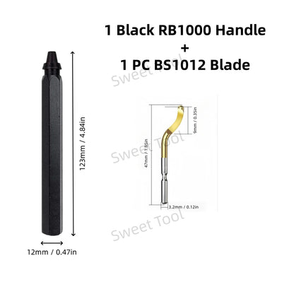 Deburring Tool Metal Handle with 1/10/11 Swivel Blades Burr Removal Reamer Tool for Plastic Metal Copper PVC Resin 3D Printing