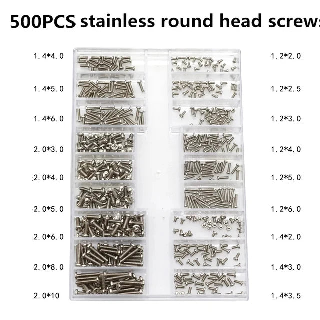 500pcs Mini Screw Nuts Micro Laptop Computer Assemble Repair Screws Fastener Set For Repairing Sunglasses Phone